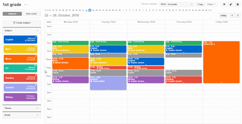 Docendo scheduling and timetabling software, easy to use with drag-and-drop